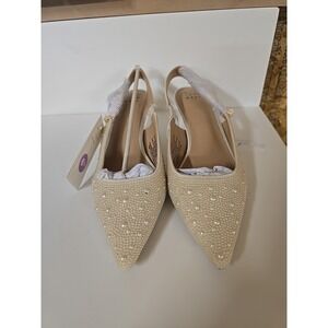 Women's Milan Pearl Slingback Heels - A New Day Ivory Size 6.5 NIB